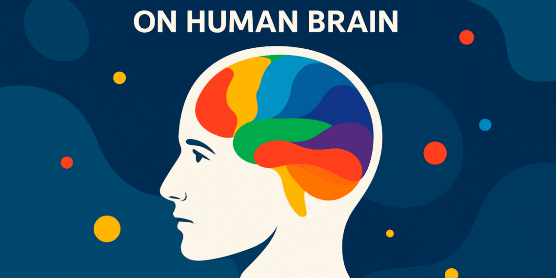 Illustration showing the psychological impact of colors on the human brain WhatIsAndHowTo.com